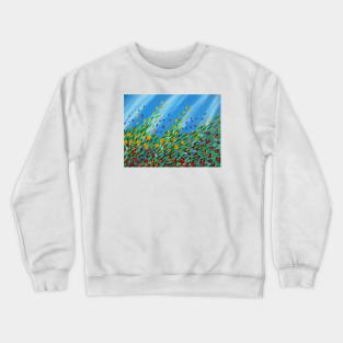 Blue and Poppies Crewneck Sweatshirt